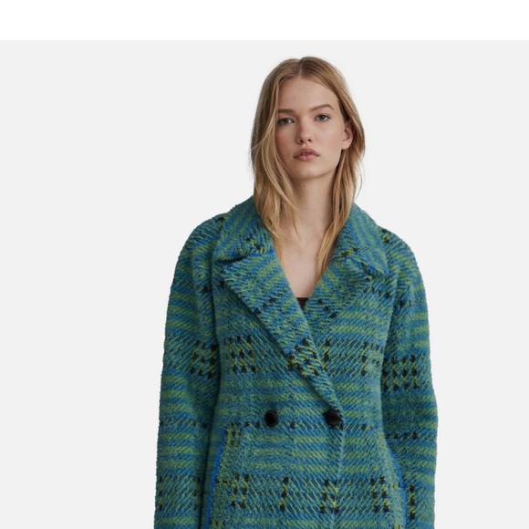 NWT Anthropologie NVLT woman’s Blue Plaid double breasted Coat size L - Picture 8 of 8